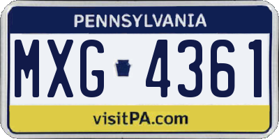 PA license plate MXG4361