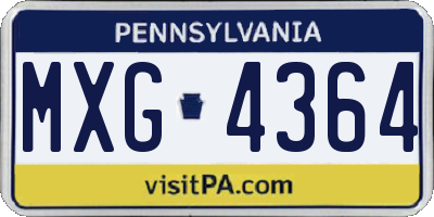 PA license plate MXG4364