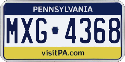 PA license plate MXG4368