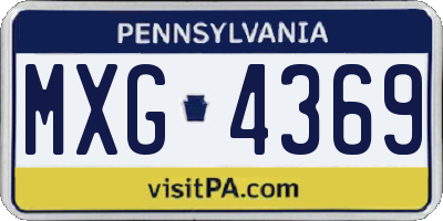 PA license plate MXG4369