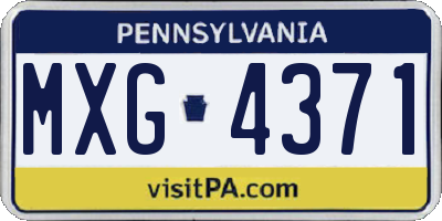 PA license plate MXG4371