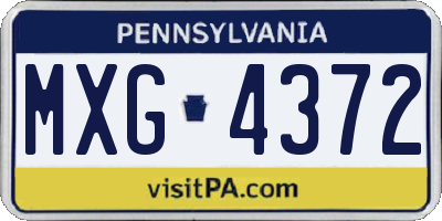 PA license plate MXG4372
