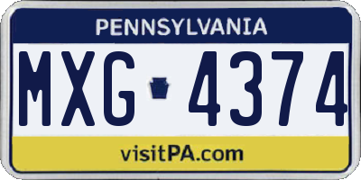 PA license plate MXG4374