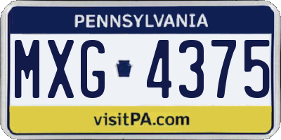 PA license plate MXG4375