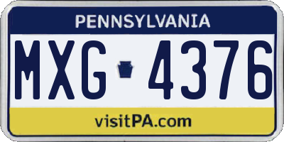 PA license plate MXG4376