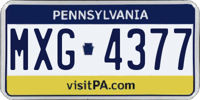 PA license plate MXG4377