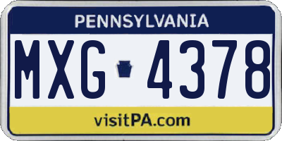 PA license plate MXG4378