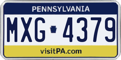 PA license plate MXG4379