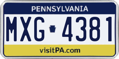 PA license plate MXG4381