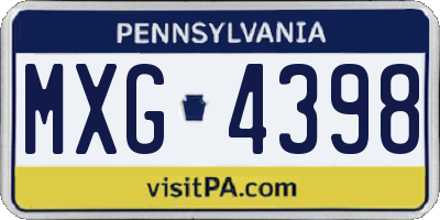 PA license plate MXG4398