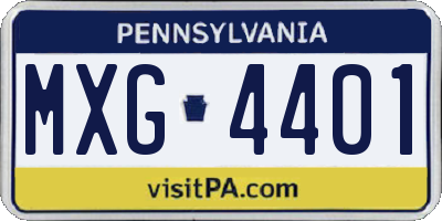 PA license plate MXG4401