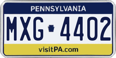 PA license plate MXG4402
