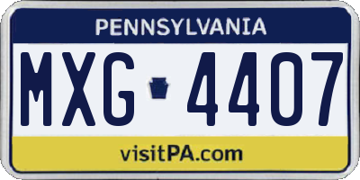 PA license plate MXG4407