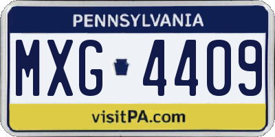 PA license plate MXG4409