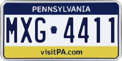 PA license plate MXG4411