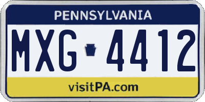 PA license plate MXG4412