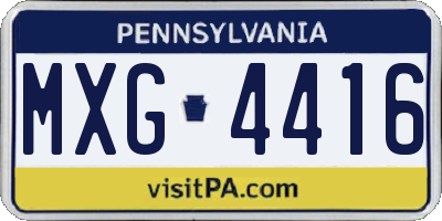 PA license plate MXG4416