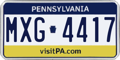 PA license plate MXG4417