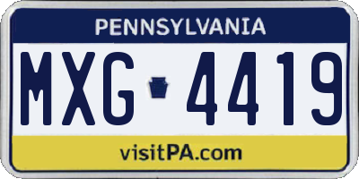 PA license plate MXG4419