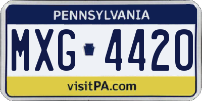 PA license plate MXG4420