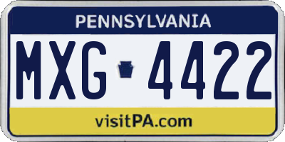 PA license plate MXG4422