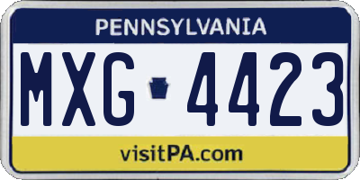 PA license plate MXG4423
