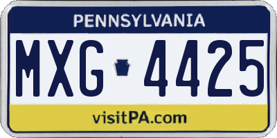 PA license plate MXG4425