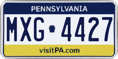 PA license plate MXG4427
