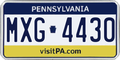 PA license plate MXG4430