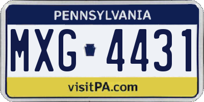 PA license plate MXG4431