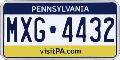PA license plate MXG4432