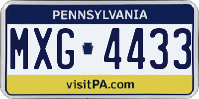 PA license plate MXG4433