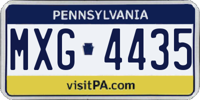 PA license plate MXG4435