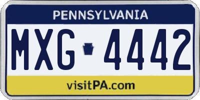 PA license plate MXG4442