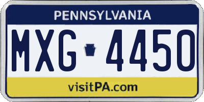 PA license plate MXG4450