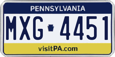 PA license plate MXG4451