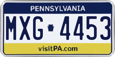 PA license plate MXG4453