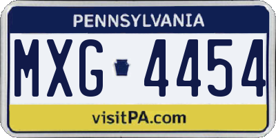 PA license plate MXG4454