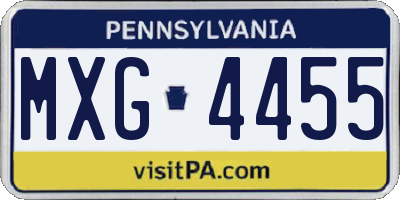 PA license plate MXG4455