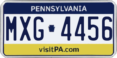 PA license plate MXG4456