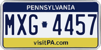PA license plate MXG4457