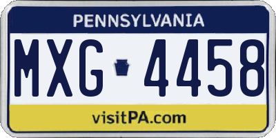 PA license plate MXG4458