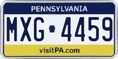 PA license plate MXG4459