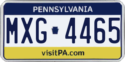 PA license plate MXG4465