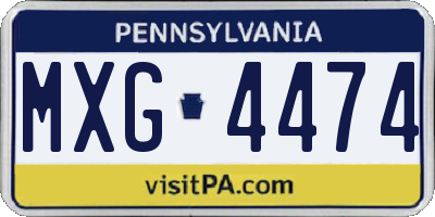 PA license plate MXG4474