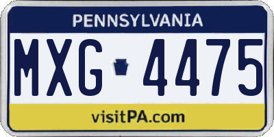 PA license plate MXG4475