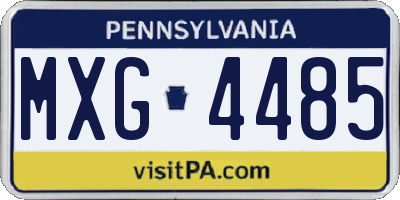 PA license plate MXG4485