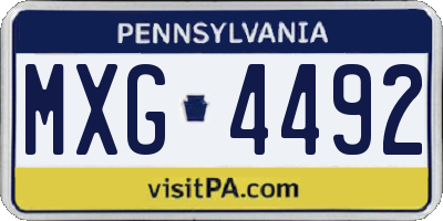 PA license plate MXG4492