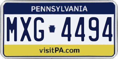 PA license plate MXG4494