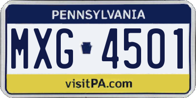PA license plate MXG4501